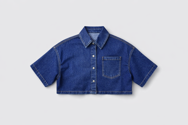 Raw washed denim shacket front view — Clutch Denim