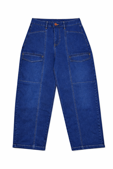 Contour barrel jean dark indigo front view — Clutch Denim