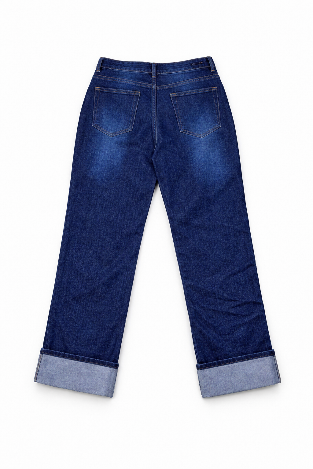 Dark wash turn-up jeans flat lay — Clutch Denim