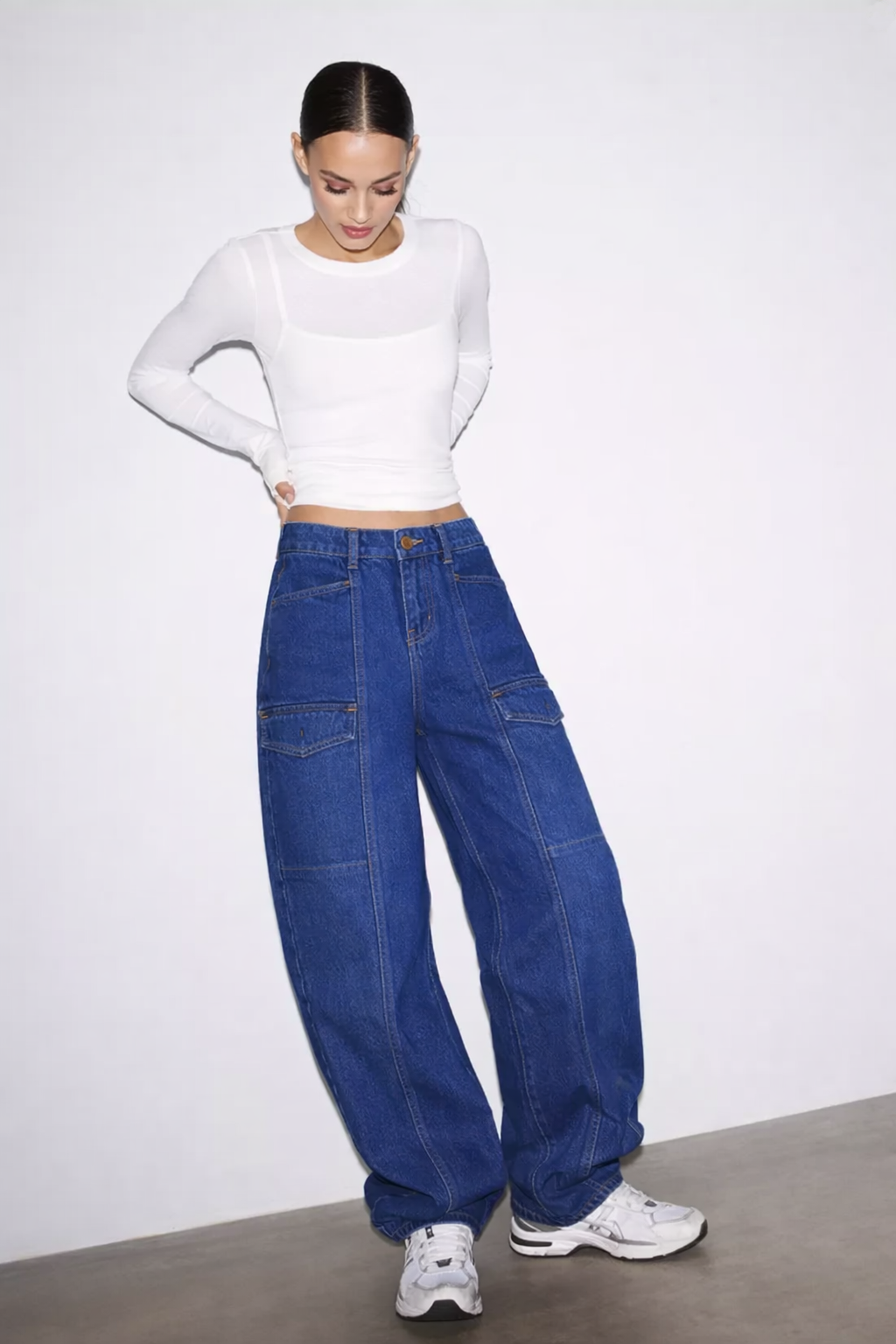 Women's high-rise barrel leg jeans in dark indigo — Clutch Denim SA