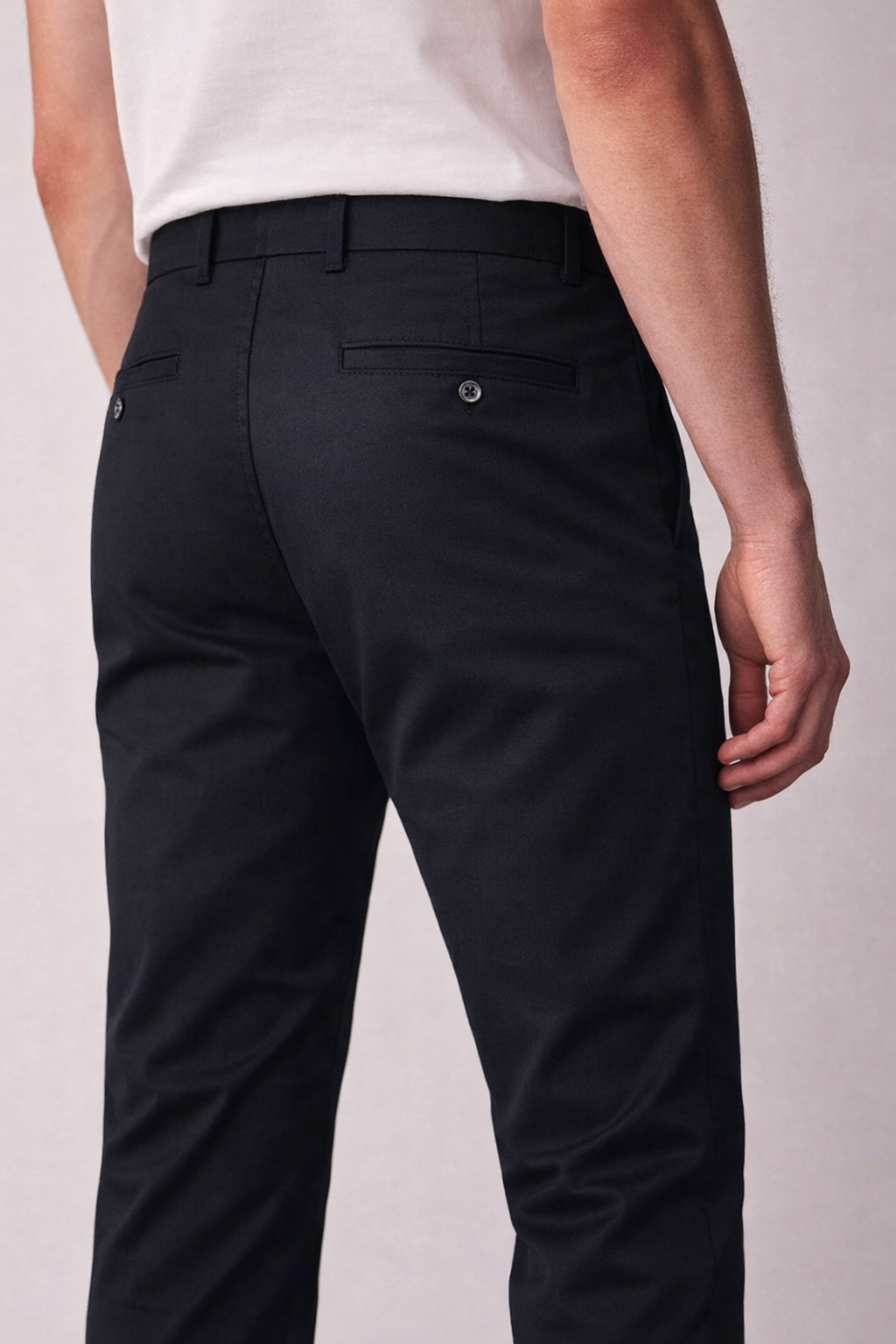 Men's black chinos detail — Clutch Denim
