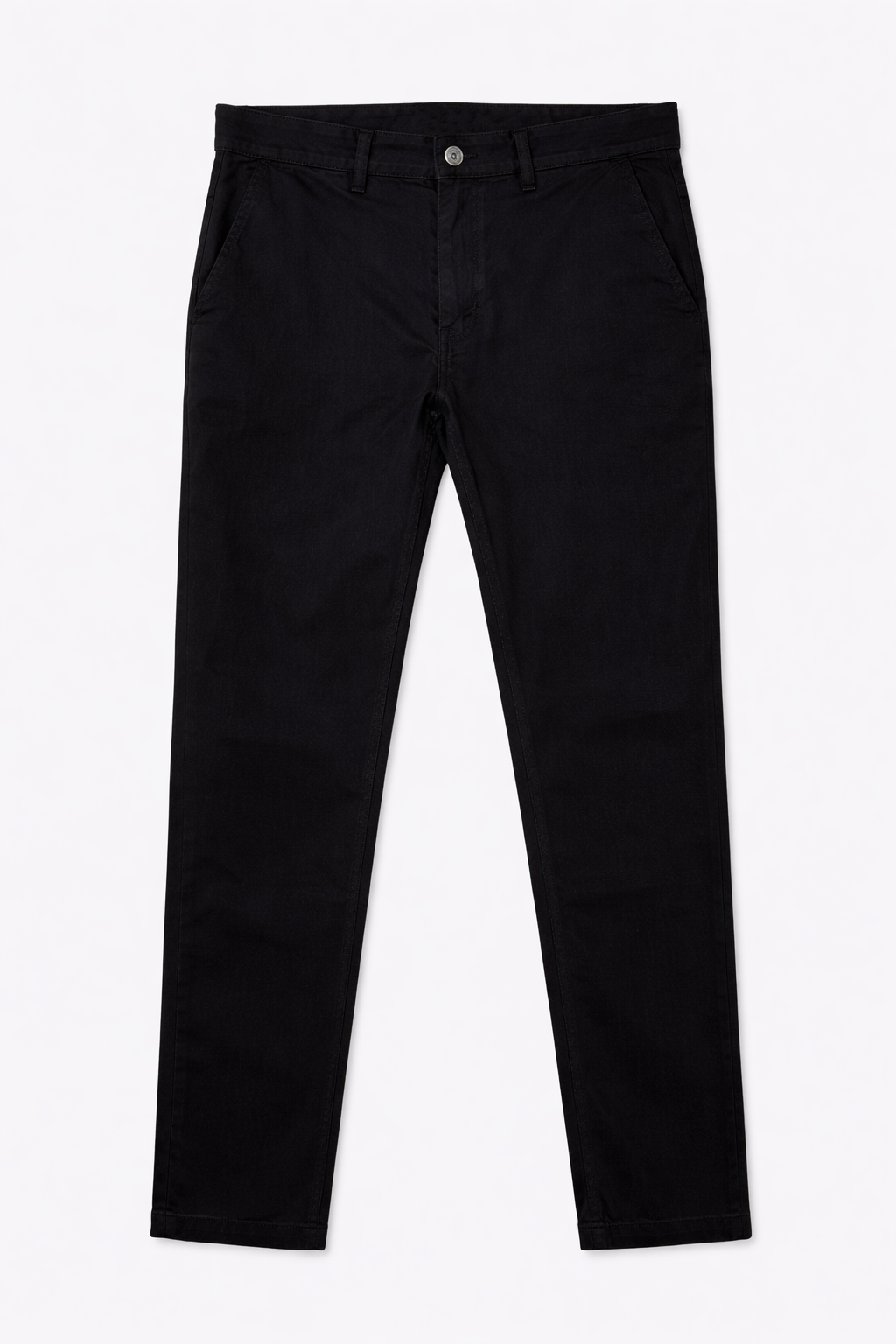Black chino pants front view — Clutch Denim