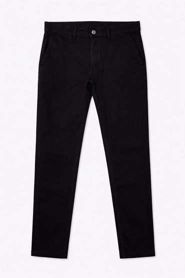 Black chino pants front view — Clutch Denim