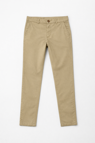 Khaki chino pants front view — Clutch Denim