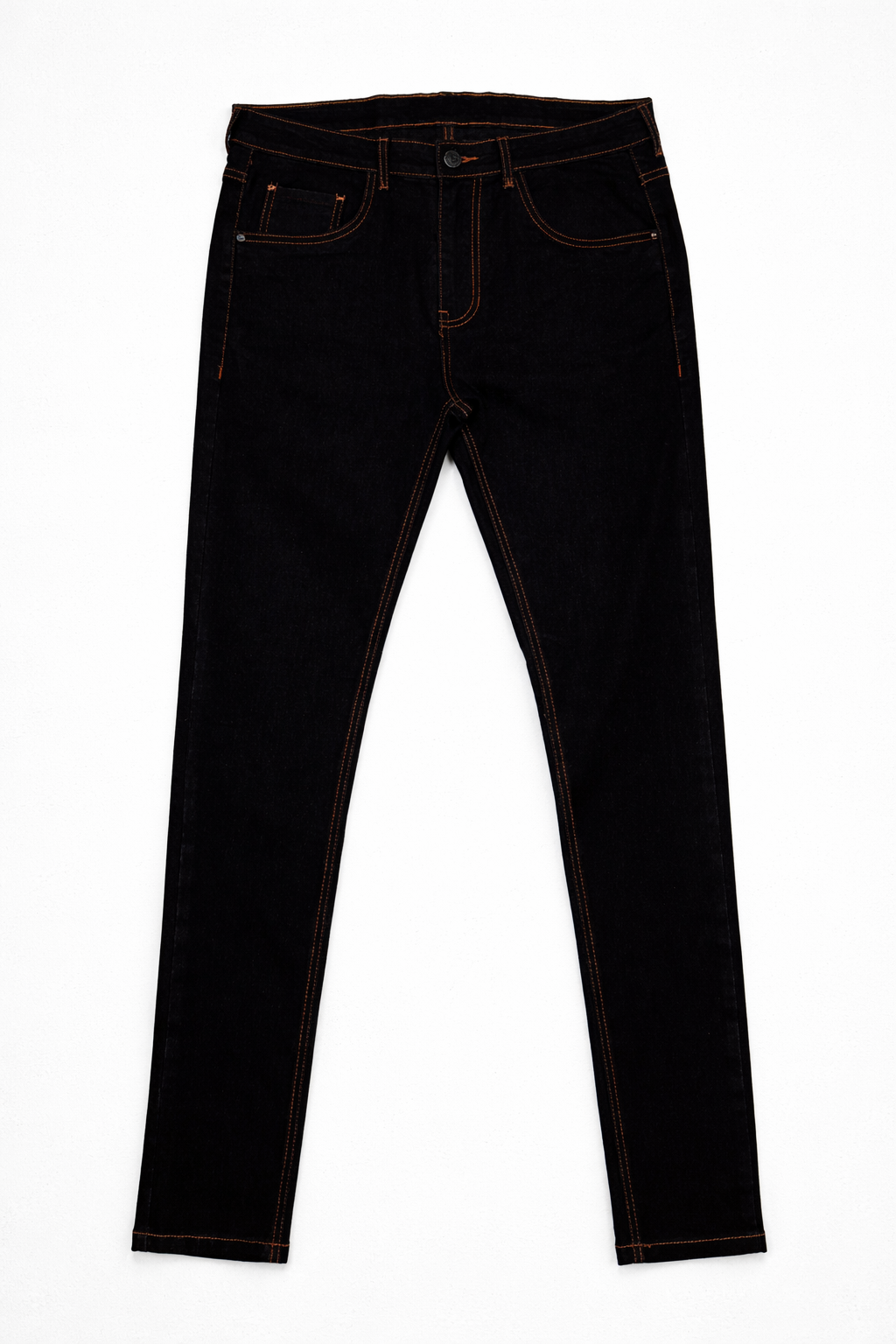 Black contra stitch jeans red embroidery detail — Clutch Denim
