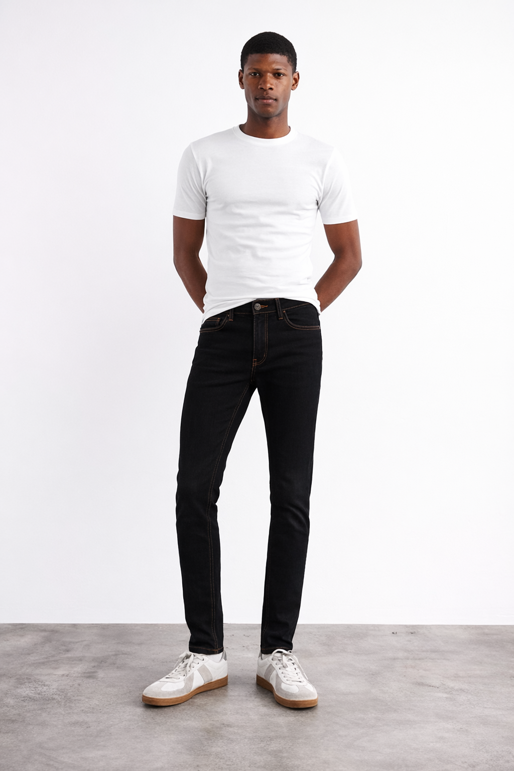 Men's embroidery contra stitch jean black styled — Clutch Denim