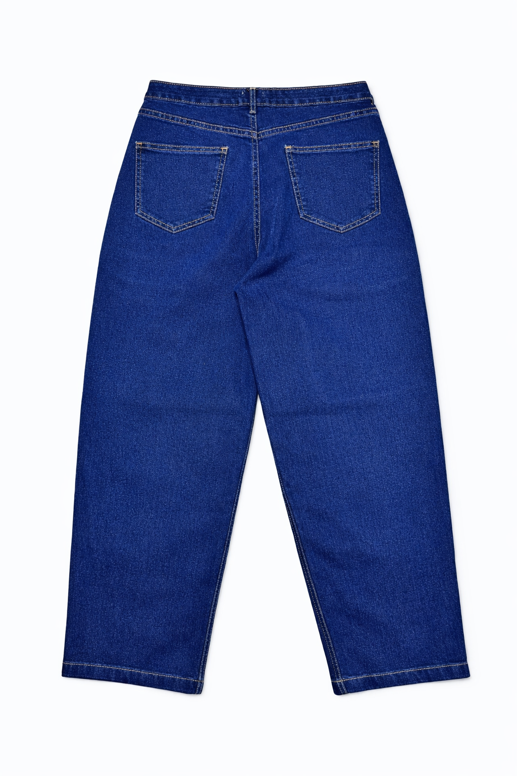Dark indigo barrel leg jeans side view — Clutch Denim