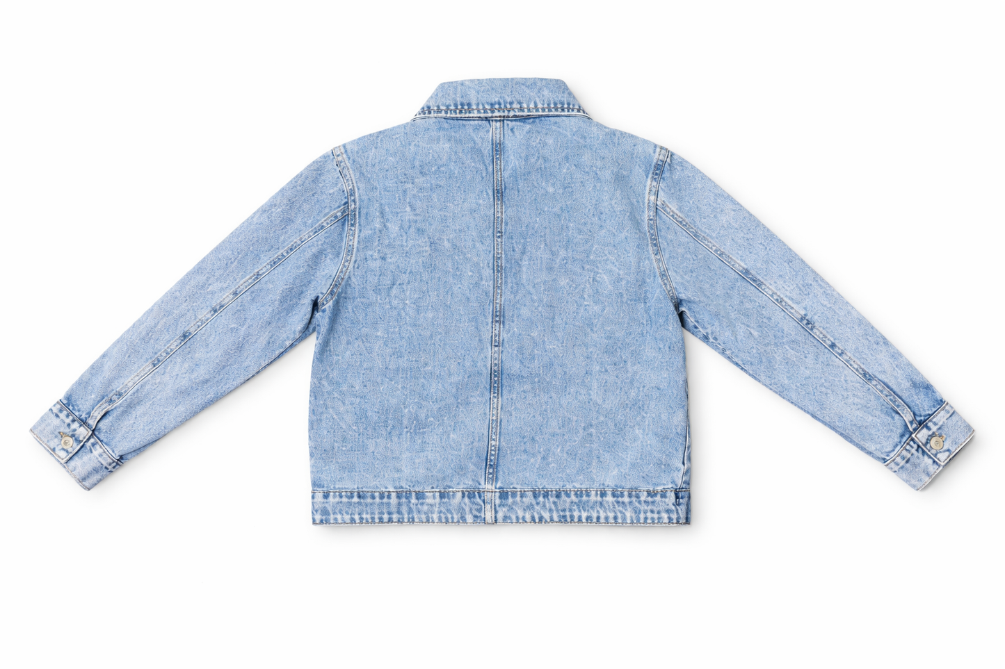 Men's cropped light wash shacket styled — Clutch Denim