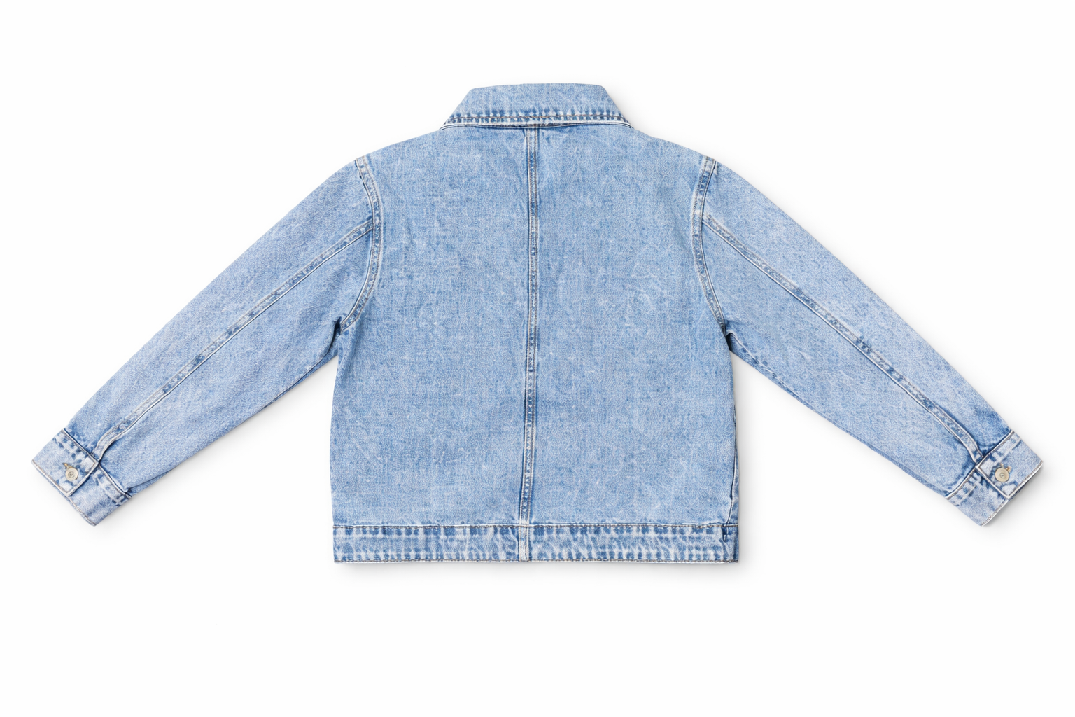 Men's cropped light wash shacket styled — Clutch Denim
