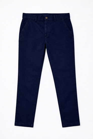 Navy chino pants front view — Clutch Denim