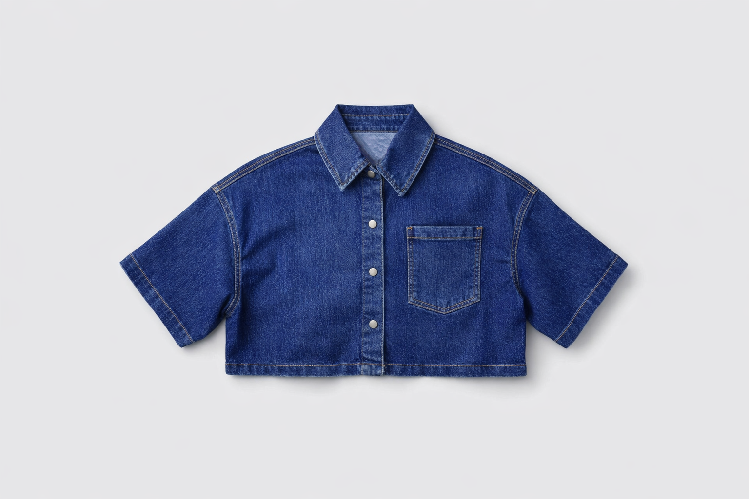 Raw washed denim shacket front view — Clutch Denim