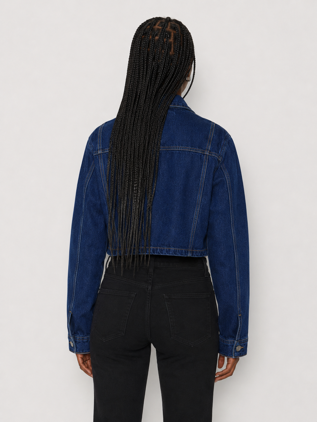 Long sleeve crop jacket- Raw washed denim