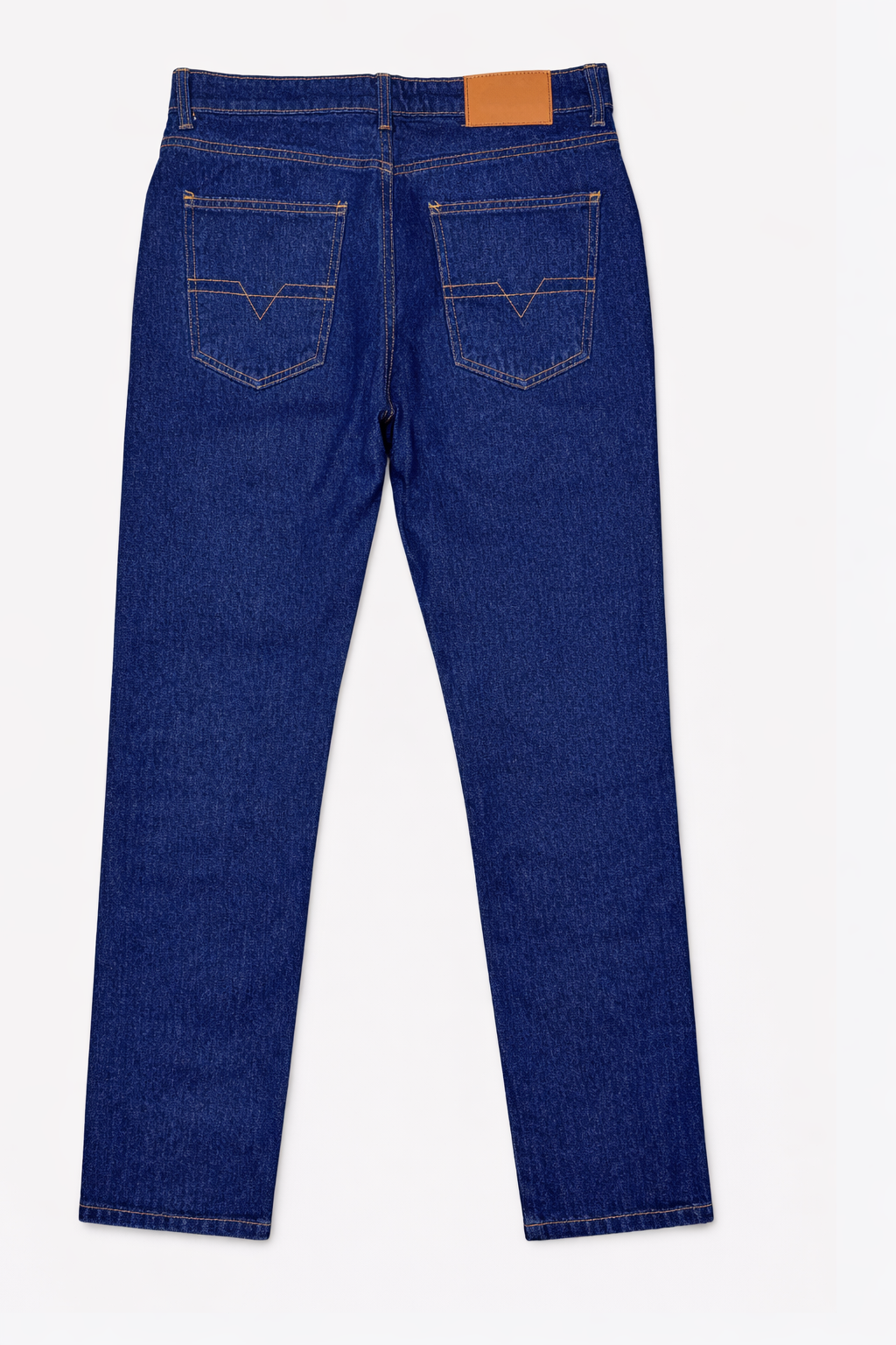 Straight-leg rigid denim jeans back view — Clutch Denim