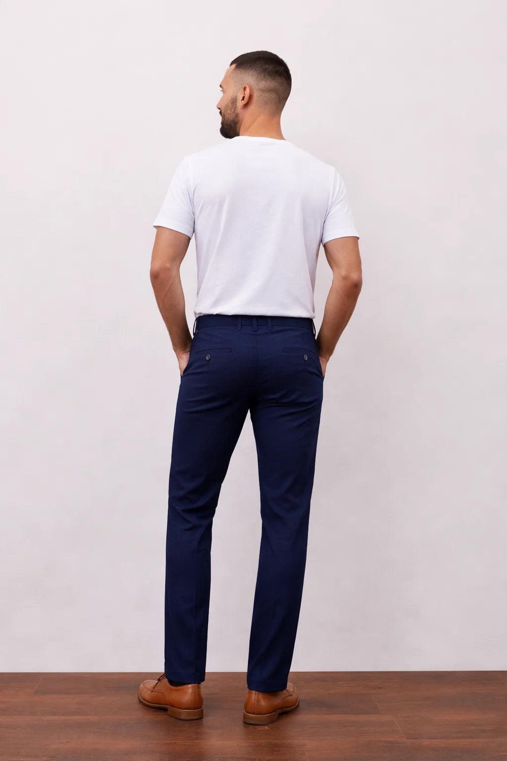 Men's navy chinos detail — Clutch Denim